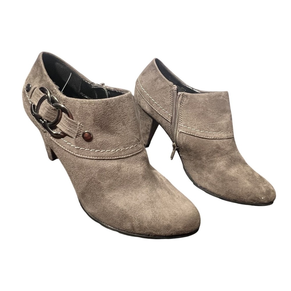 XAPPEAL Women's Taupe‎ Faux Suede Ankle Boots Booties Block Heel Size US 7.5 EU
